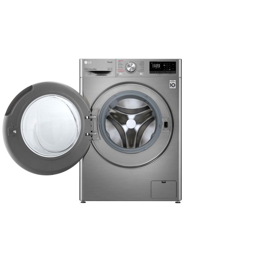 Front Load Washer 8KG , AI Direct Drive Motor, Steam , Silver Color