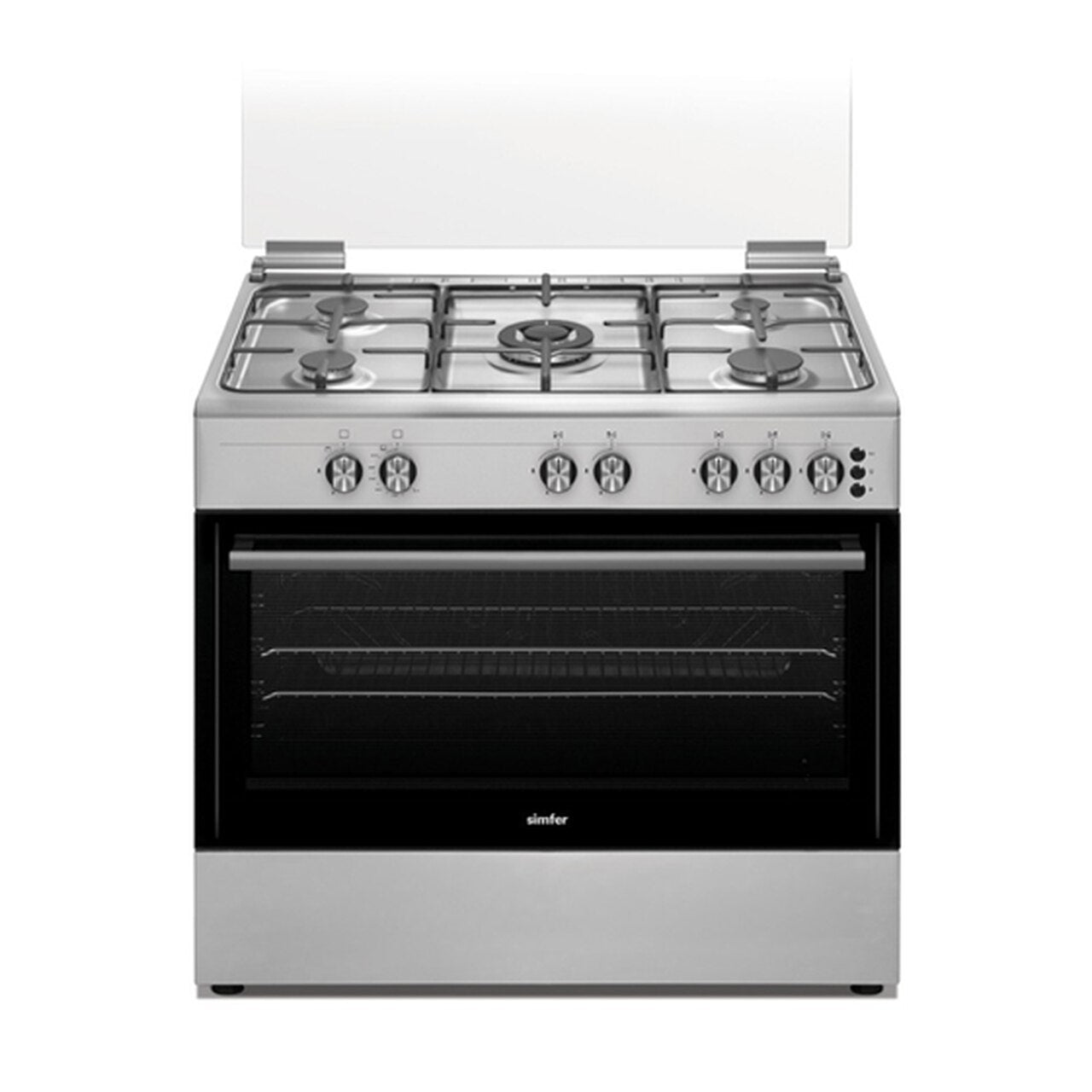 SIMFER Free Standing Gas Cooker 90CM 5 Burners Cast Iron Full Safety - Stainless Steel