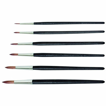 Reeves Acrylic & Watercolor Round Pony Hair Brushes Set - Pack of 6