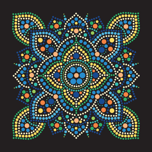 NEW Plaid Let's Paint By Numbers Mandala On Printed Black Canvas 35x35 cm