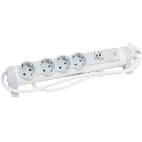 Legrand 694615 extension cords with on / off switch control bar (LED) and 2 x USB slot compartment, 4 sockets