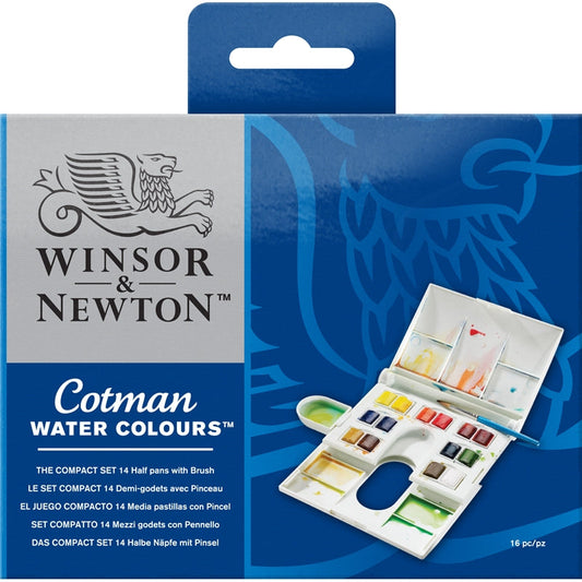 Winsor & Newton Cotman Water Colour Compact Box - 14 Half Pans
