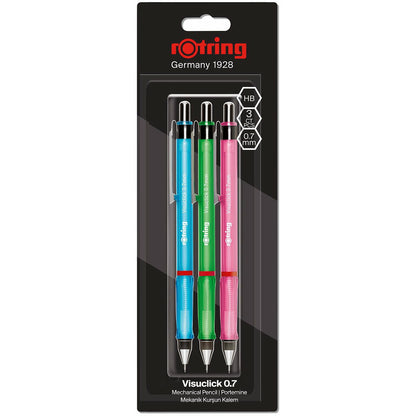 Rotring Visuclick Mechanical Pencil 0.7 mm - Pack of 3 - Assorted Colors