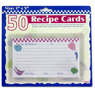 Recipe Cards 3"x 5" - Pack of 50