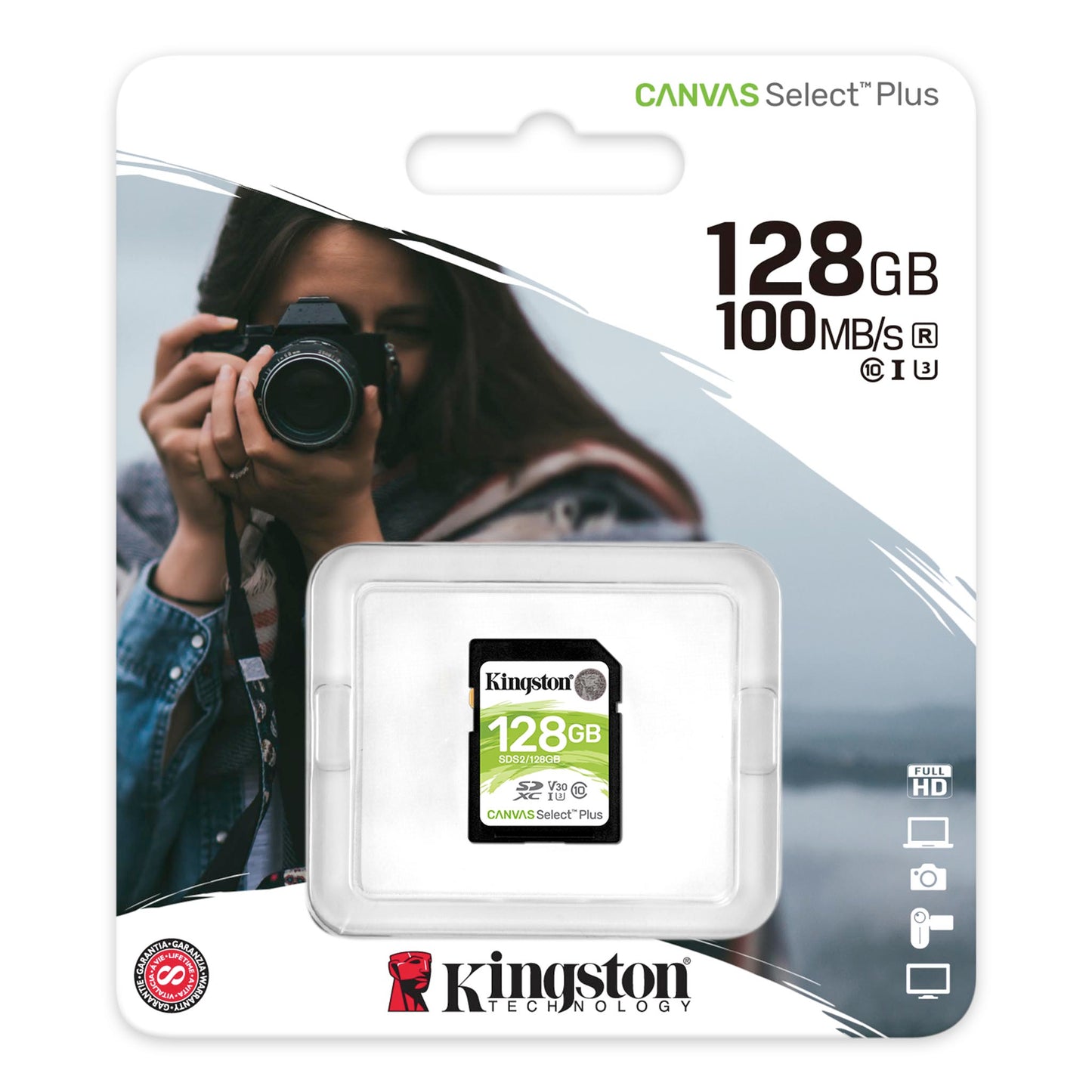 Kingston 128GB SDHC Canvas Select Plus Class 10 UHS-I U1 V10