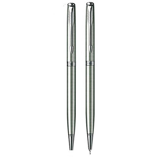Parker Sonnet Stainless Steel CT Ballpoint Pen & 0.5mm Mechanical Pencil Set