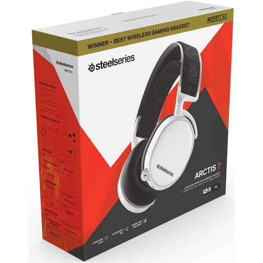 SteelSeries Arctis 7 (2019 Edition )Lossless Wireless Headset with DTS Headphone X v2.0 Surround For PC & PlayStation - White
