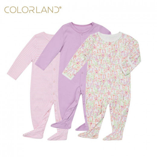 Colorland Long Sleeve Baby Overall 3 Pieces In One Pack