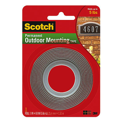 Scotch® Permanent Double Sided Outdoor Mounting Tape 25.4mmx1.52 m - 2.25Kg