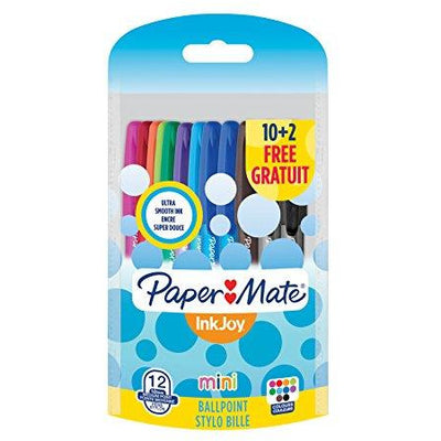 Paper Mate InkJoy 100 Mini 1.0 mm Medium Nib Capped Ball Pen / Assorted Colors Pack of 12
