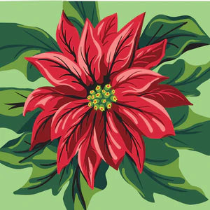 NEW Plaid Let's Paint By Numbers Poinsettia on Printed Canvas 35x35 cm