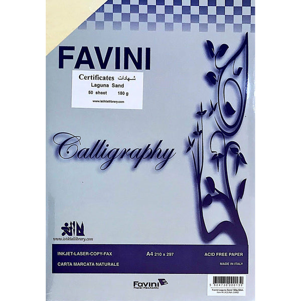 Favini Certificates Laguna Sand 180g Paper A4 - Pack of 50 Sheets