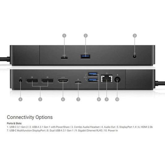 محطة إرساء Dell WD19S 130W (مع توصيل طاقة 90 وات) USB-C ، HDMI ، منفذ عرض مزدوج ، أسود