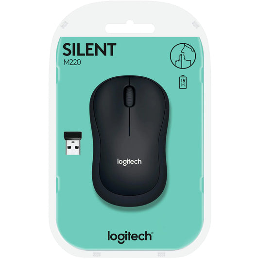 Logitech M220 Silent Wireless Mobile Mouse 18-Month Battery Life & Auto Sleep - CHARCOAL