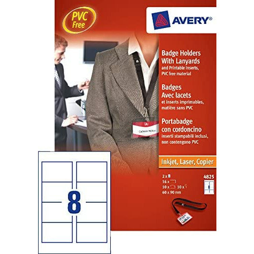 Zweckform Badge Holder with Lanyard & Printable 60x90mm Inserts Conference Kit - 10 Badge