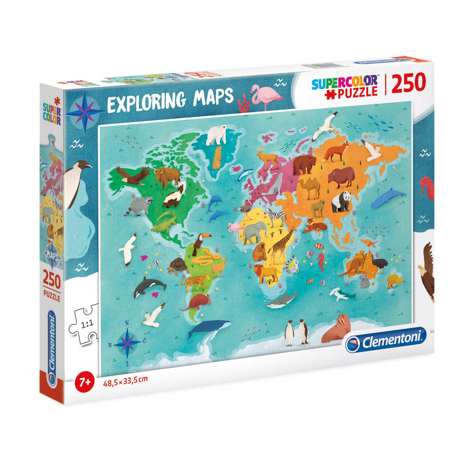 Clementoni World Map Puzzle Animals, 250st