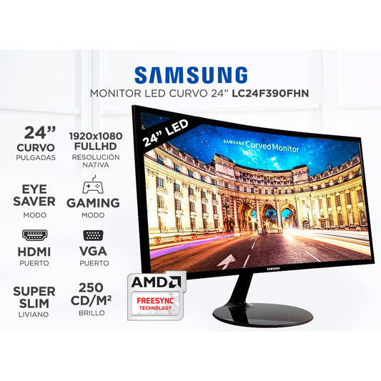 SAMSUNG F390 24 Full HD 60Hz Curved Super Slim Design LED Gaming Monitor AMD FreeSync Game Mode
