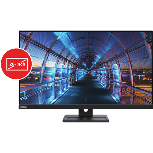 Lenovo ThinkVision E28u-20 28” IPS 4K HDR10 90% DCI-P3 Colors Adjustable Stand w/ Speakers - Black