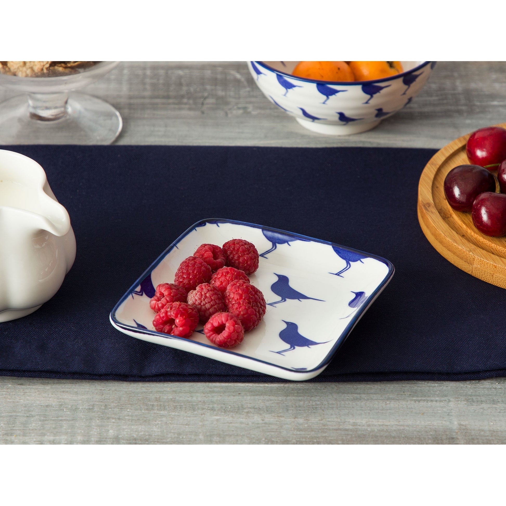 Rve Bleu Oiseau Square Plate