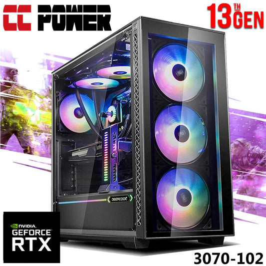CC Power 3070-102 Gaming PC 13Gen Inte Core i9 24-Cores w/ RTX 3070 8GB w/ Liquid Cooler & DD5 Memory