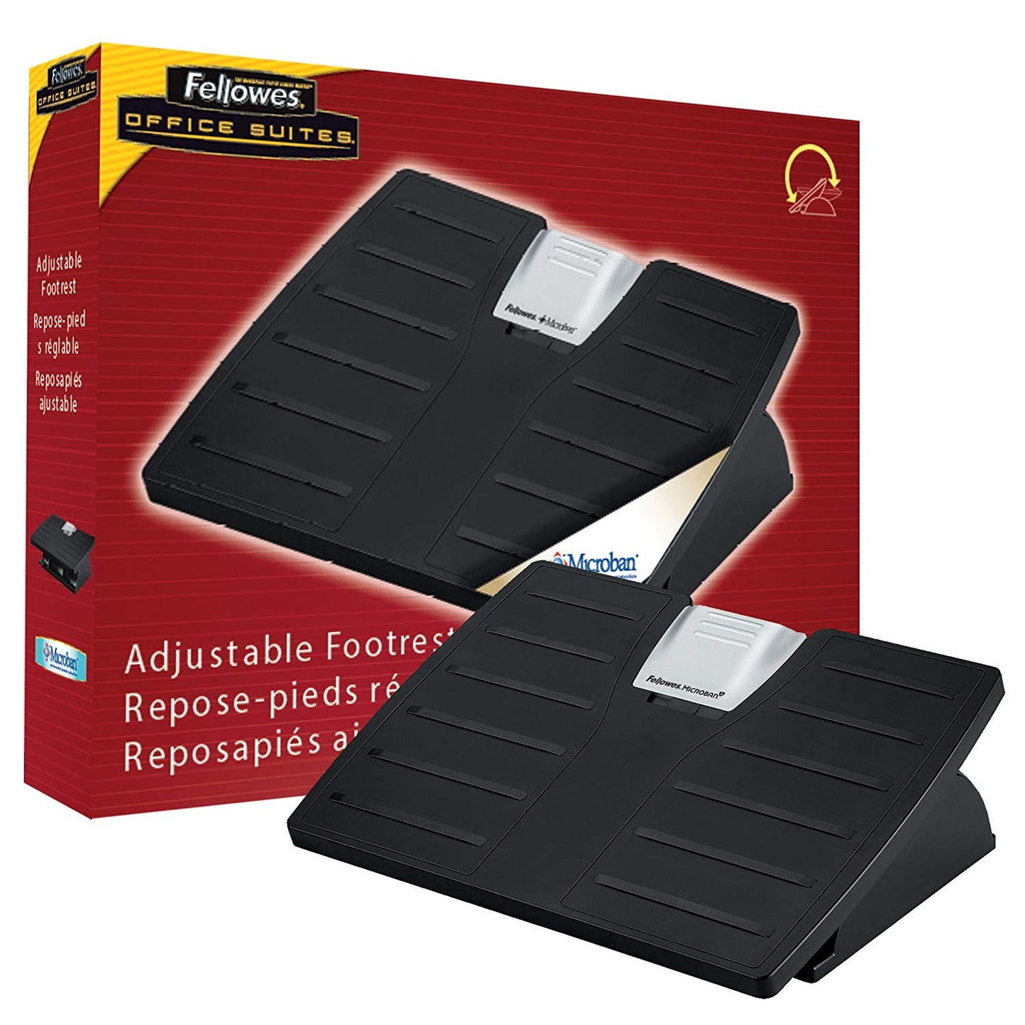 Fellowes Office Suites™ Adjustable Footrest with Microban Antimicrobial Protection - Black