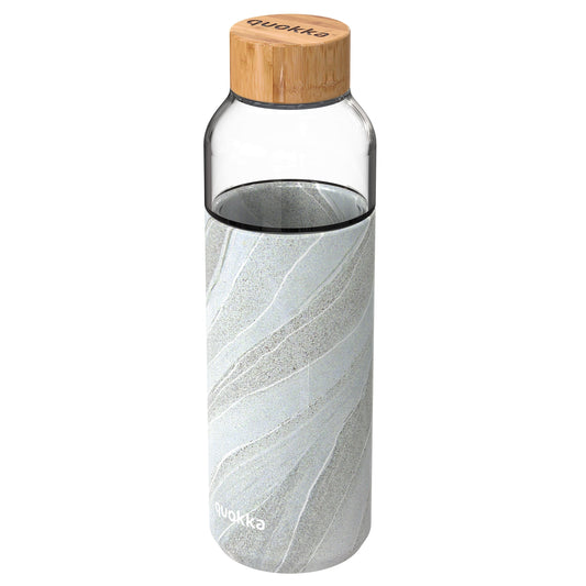 QUOKKA GLASS BOTTLE WITH SILICONE COVER FLOW 660 ML WHITE STONE