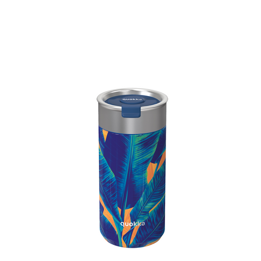 QUOKKA THERMAL STAINLESS STEEL COFFEE/TEA TUMBLER WITH INFUSER BLUE JUNGLE 400 ML