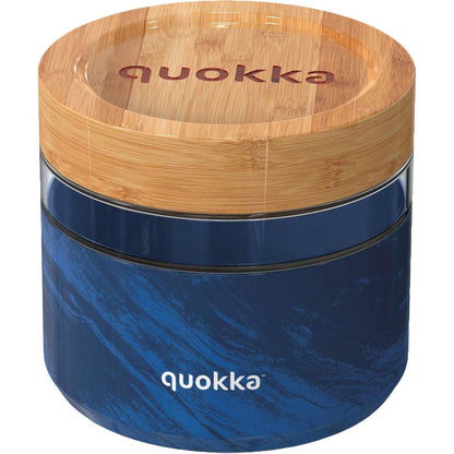 QUOKKA GLASS FOOD JAR WITH SILICONE COVER DELI WOOD GRAIN 820 ML