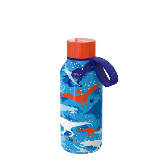QUOKKA KIDS THERMAL SS BOTTLE SOLID WITH STRAP DINOSAUR 330 ML