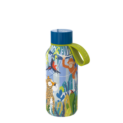 QUOKKA KIDS THERMAL SS BOTTLE SOLID WITH STRAP JUNGLE 330 ML