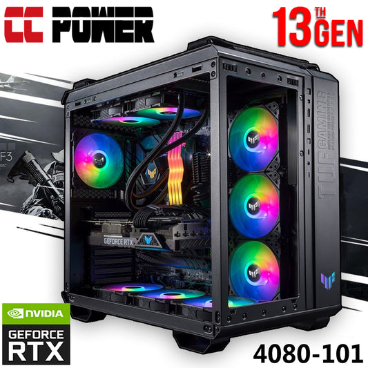 Power By ASUS 4080-101 Gaming PC 13Gen Intel Core i7 16-Cores w/ RTX 4080 16GB DDR6 w/ Liquid Cooled & DD5 Memory