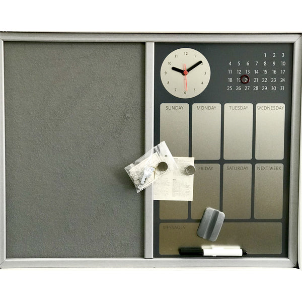 Bi-Office Felt + Weekly Planner Combination Board 45x60 cm - Silver