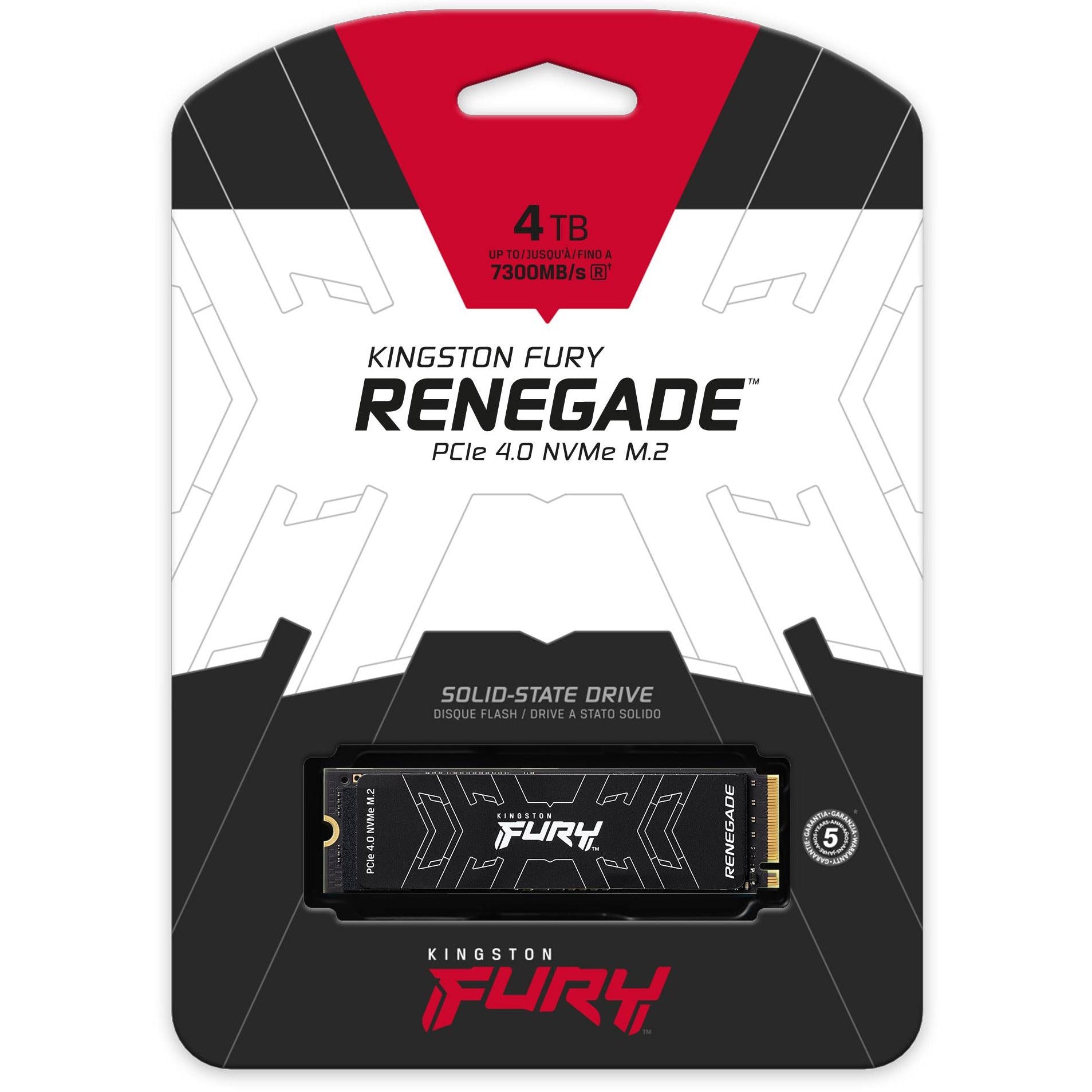 Kingston FURY Renegade 4TB PCIe 4.0 NVMe M.2 SSD up to 7,300MB/s