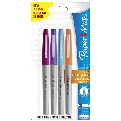 Paper Mate Flair Ultra Fine Felt Tip Pen 0.5mm - Assorted Fun Colors / Set of 4