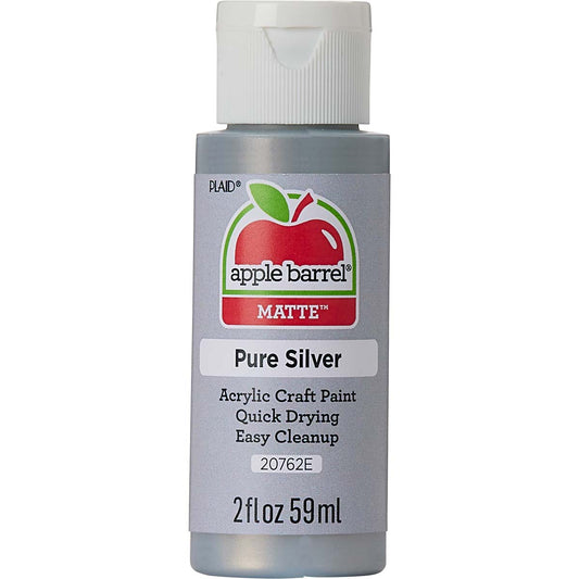 NEW Plaid Apple Barrel Pure Silver Acrylic Paint 59ml