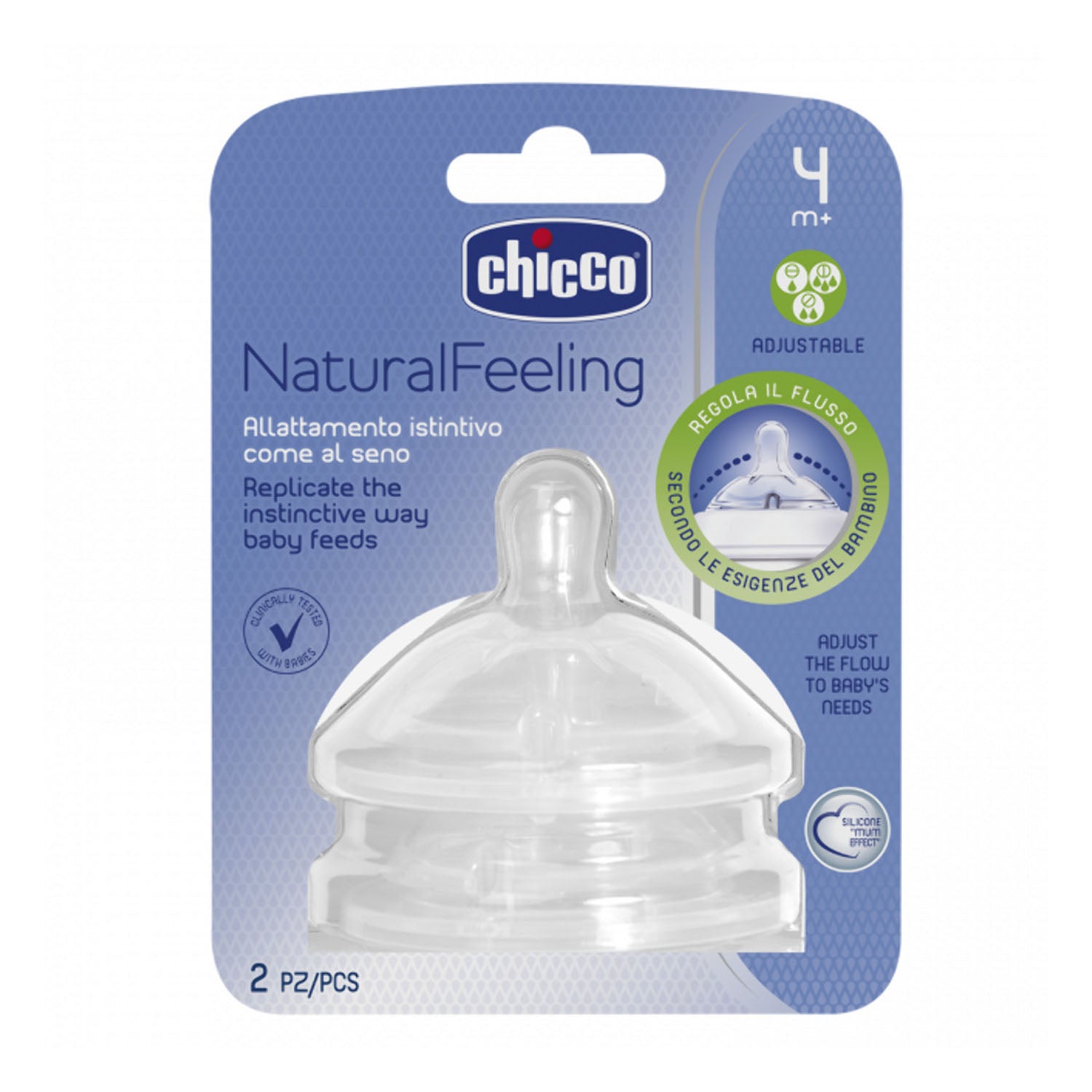 Chicco Natural Feeling Teat 4m+ Adjustable Flow 2 Pcs