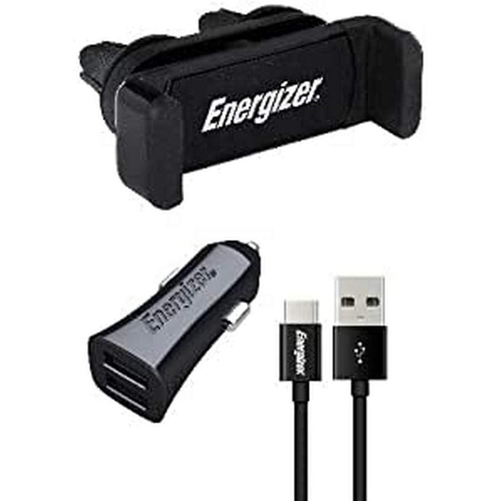 ENERGIZER CAR KIT 3.4A Clipped With Lightning Cable Black