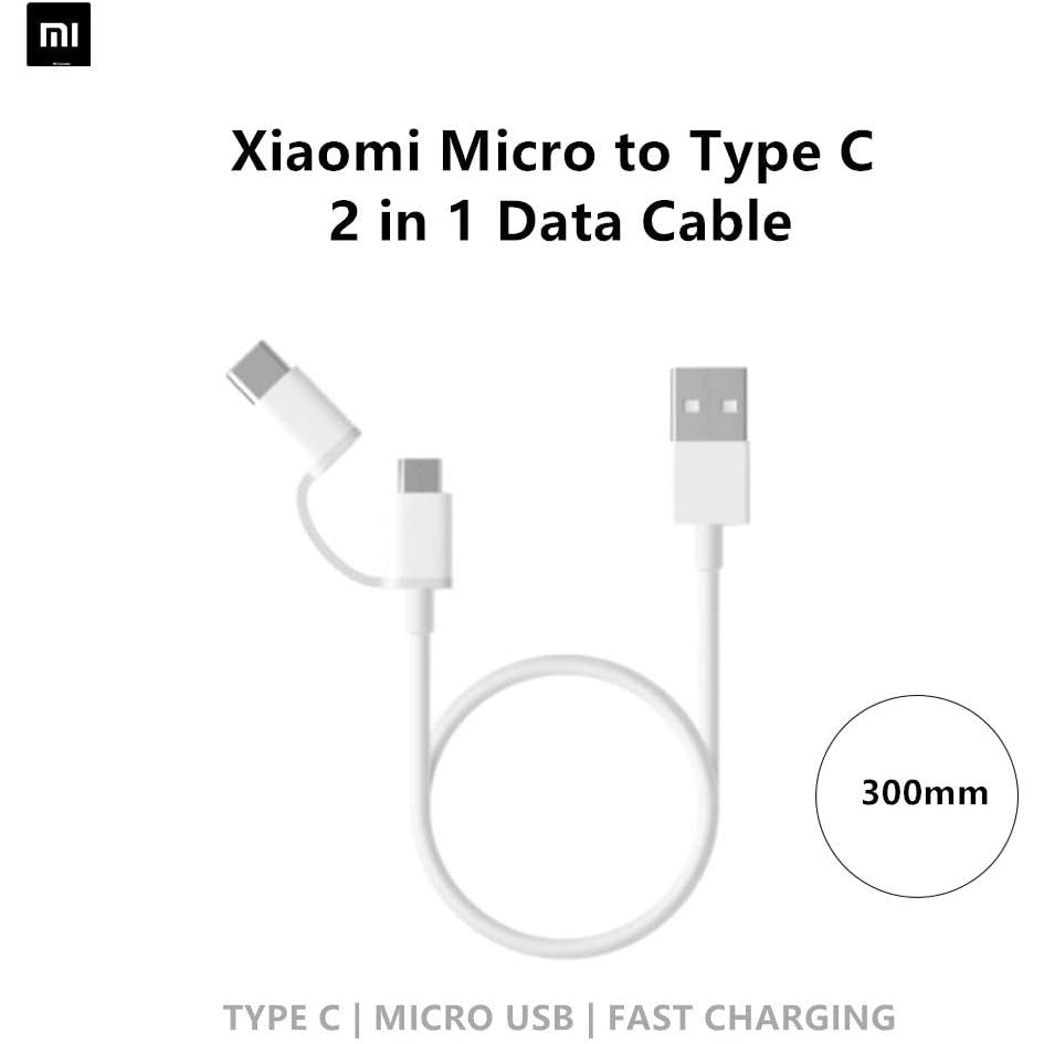 Xiaomi SJV4082TY Mi 2-in-1 USB Cable (Micro USB to Type C) 100cm, White