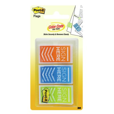 Post-it® Notes Sign Here Flags Assorted Pack - Pack of 3