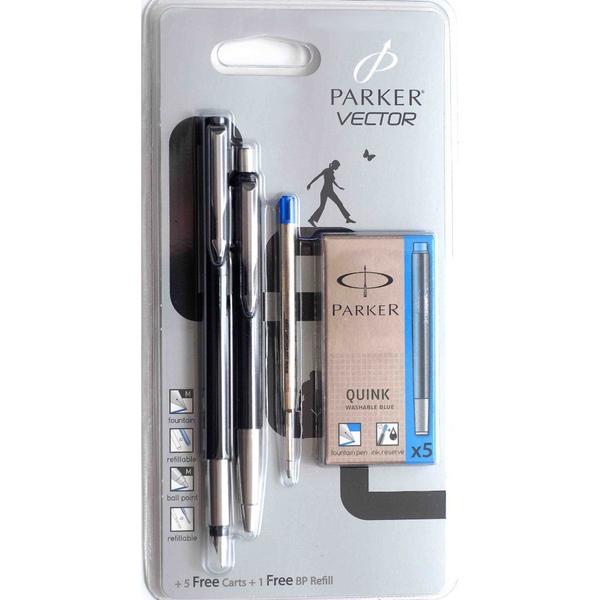 Parker Vector Black Ballpoint & Fountain Pen Set