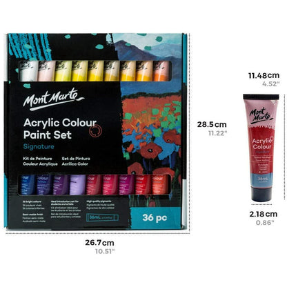 NEW Mont Marte Acrylic Paint Tube Set 36x36 ml