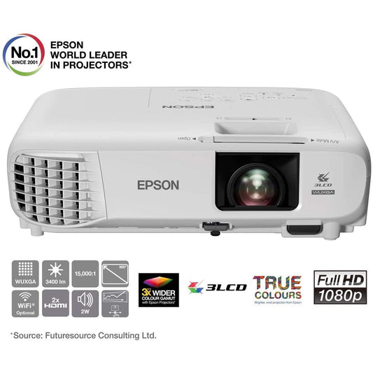 Epson EB-U05 3LCD, Full HD, 3400 Lumens, 300 Inch Display, Gaming & Home Cinema Projector - White