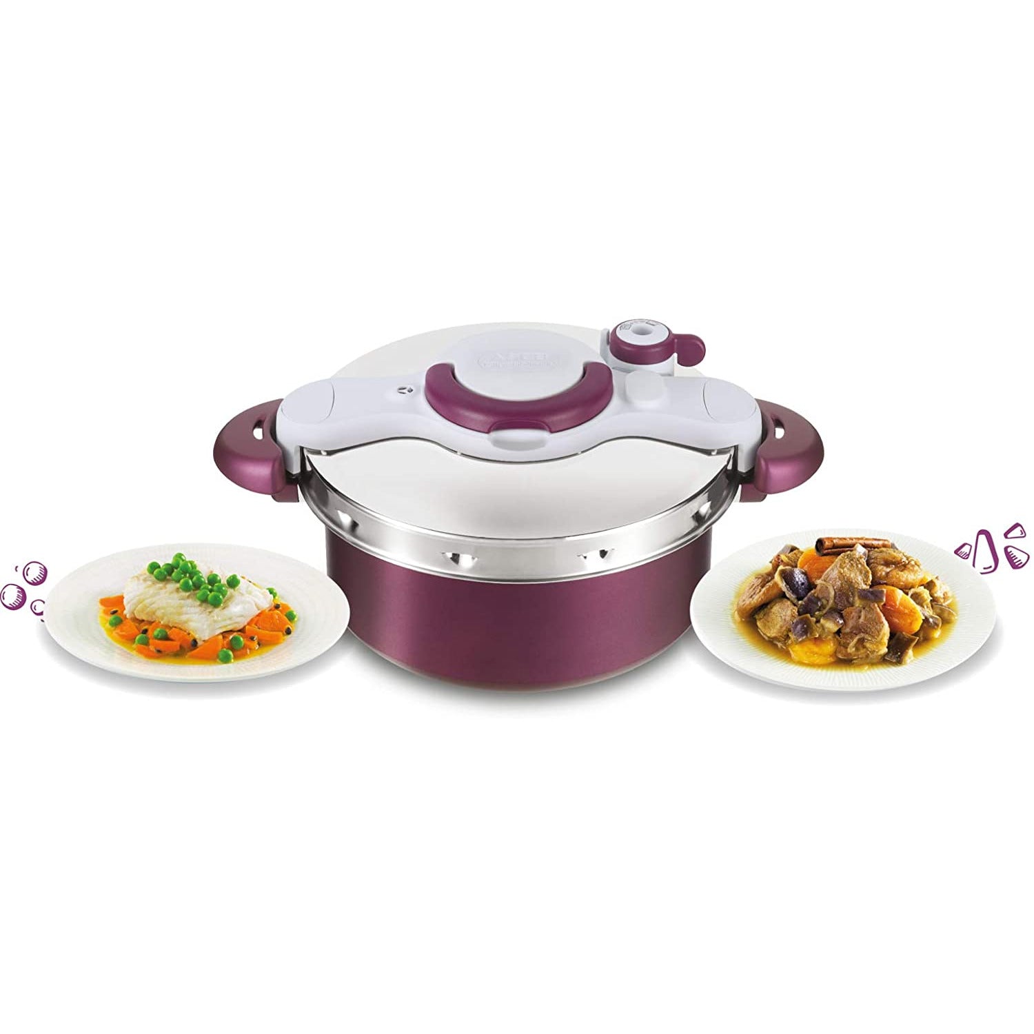 TEFAL ClipsoMinut„¢ Duo Pressure Cooker 5 litre, one handed opening, Non-stick Induction - P4605131