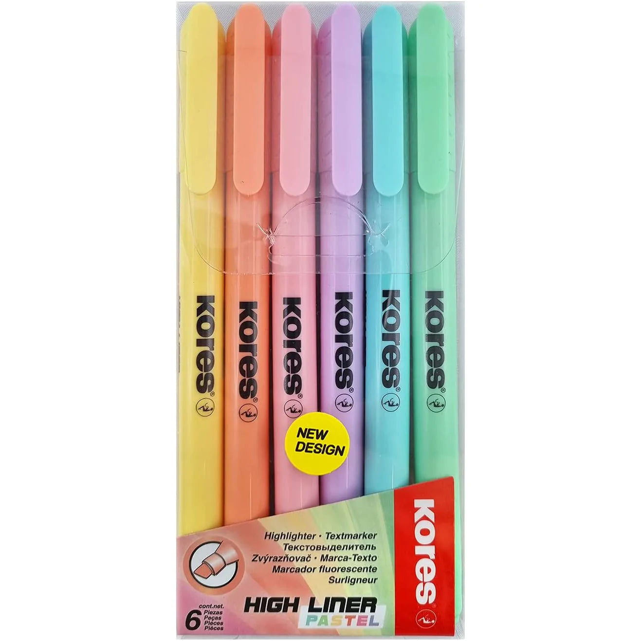 NEW Kores High Liner Narrow Pastel Highlighter - Set of 6
