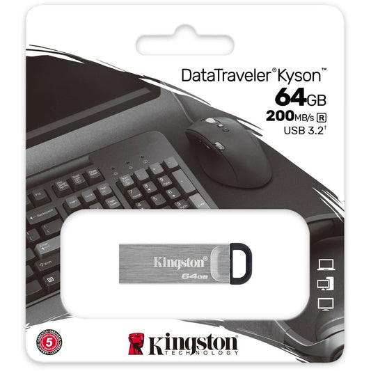Kingston DataTraveler Kyson 64GB High Performance USB 3.2 Metal Flash Drive