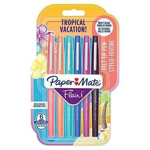 Papermate Flair Pen - Set of 6 Tropical Vacation Colors