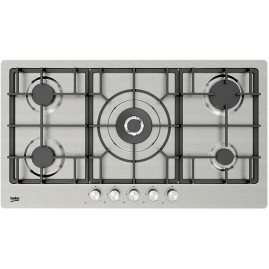 Beko Gas Hob Built-In 5 Burners 90 Cm Cast Iron Pan Support HIMW 95226 SXEL