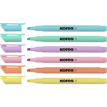 NEW Kores High Liner Narrow Pastel Highlighter - Set of 6