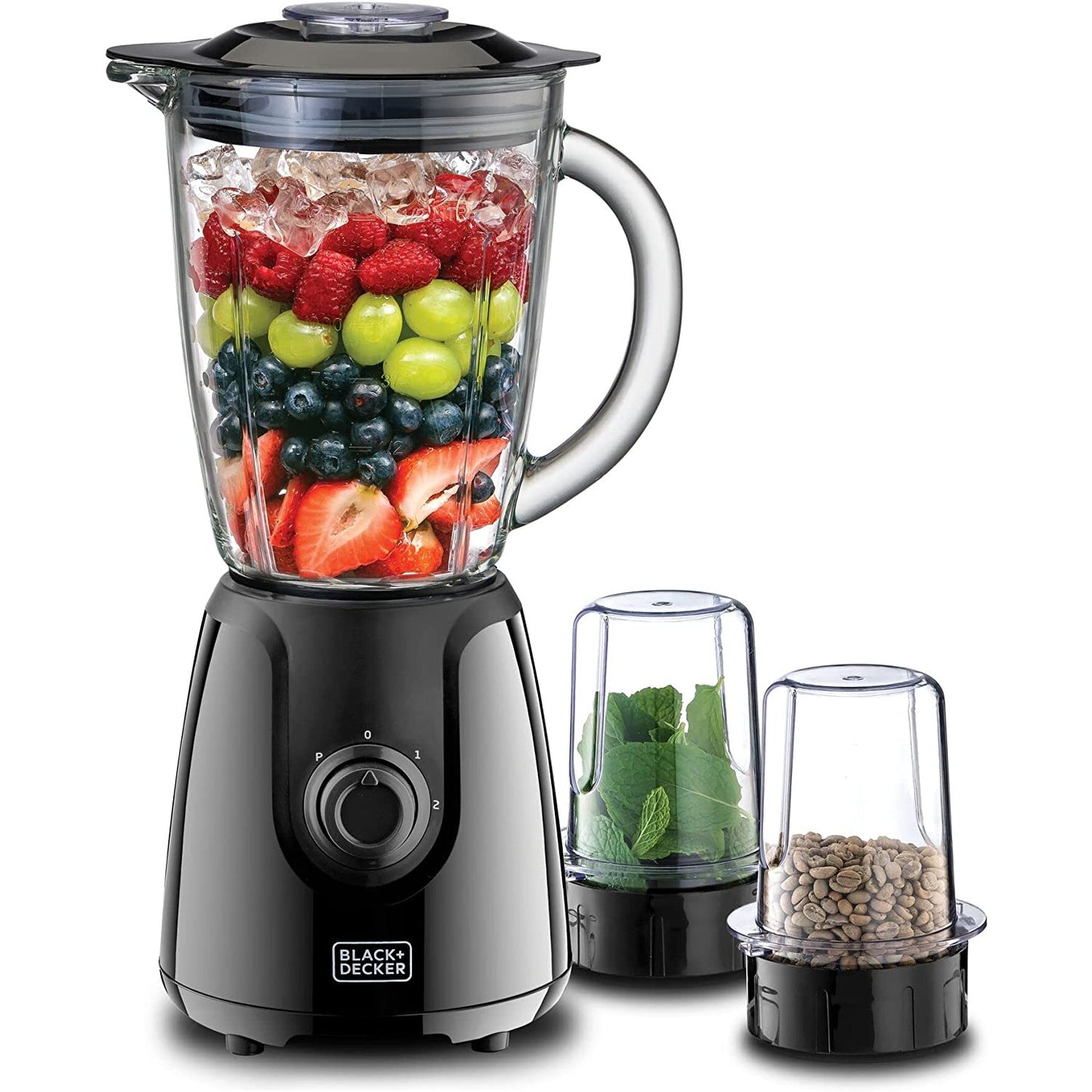 BLACK+DECKER BLENDER WITH GLASS JAR AND 2 GRINDING MILL