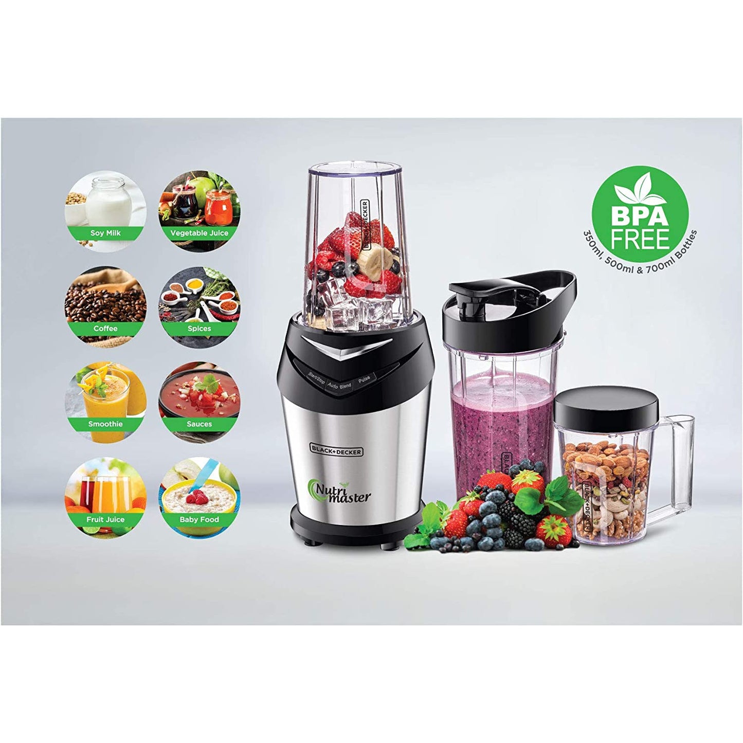 600W 700ML NUTRIMASTER BLENDER/SMOOTHIE MAKER WITH 500ML AND 300ML TRAVEL BOTTLES